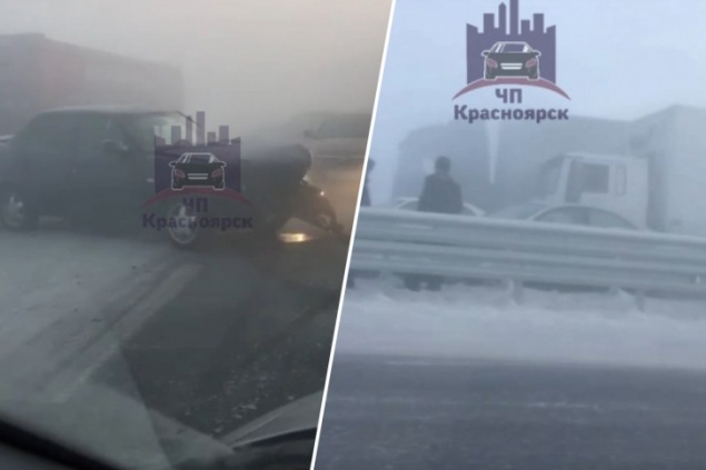 На трассе под Красноярском в массовом ДТП столкнулись 10 автомобилей