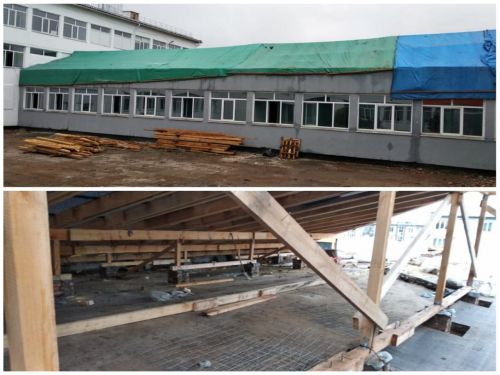 В школе №16 продолжаются работы по ремонту кровли