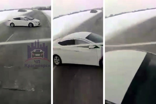 Регистратор фуры снял жуткую аварию — Hyundai с двумя людьми размазало о грузовик