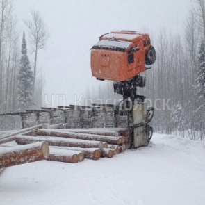 В Красноярском крае на трассе перевернулся груженый лесовоз