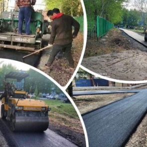 Началось асфальтирование пешеходных тротуаров к школе №16 - поручение Главы Ачинска на контрольном исполнении