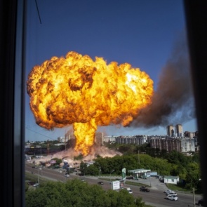 На газозаправке в Новосибирске прогремела серия взрывов.