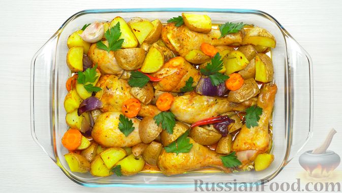 Куриные ножки, запечённые с картофелем