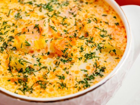 Сливочный суп с семгой